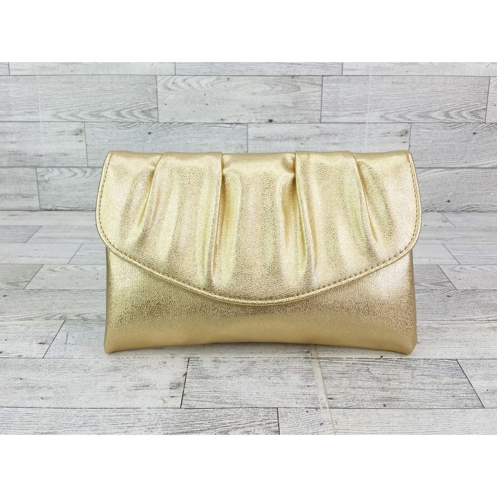 Vintage Gold Clutch Folded Snap Closure Envelope Clutch Bag MCM Metallic Shimmer